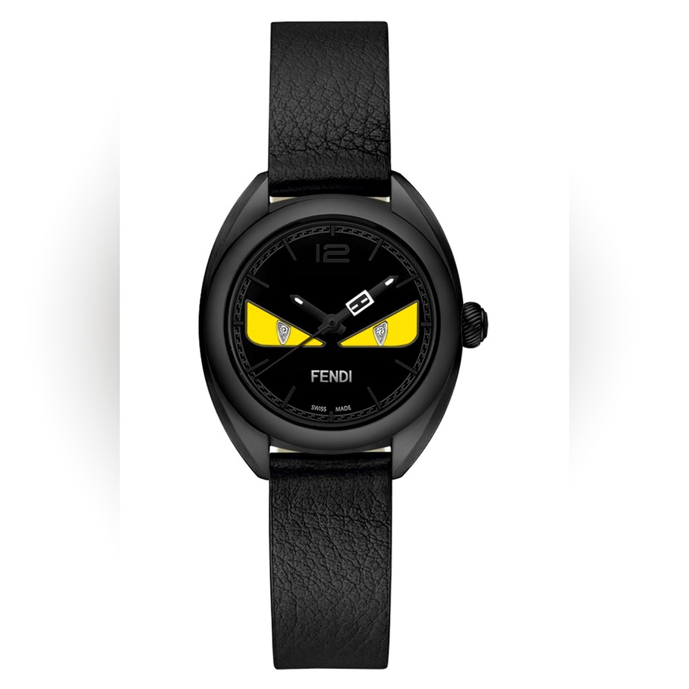 Fendi Diamond Eye Bug Leather Strap Watch, 26mm